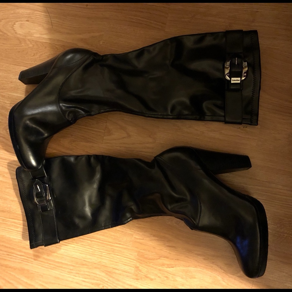 Calvin Klein black leather boots